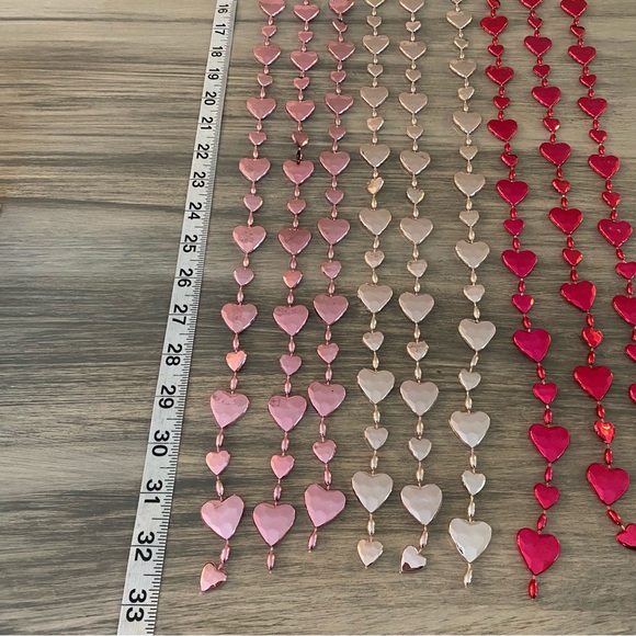 9 Strands Miniature Valentine’s  Day Garland, Fuchsia, Pink & Silver Each 33” - Picture 6 of 7